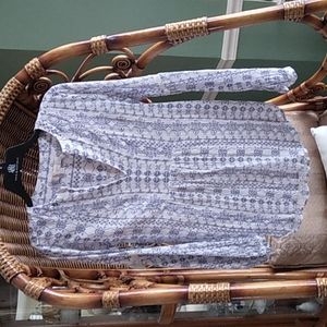 White and blue Loft peasant type top
